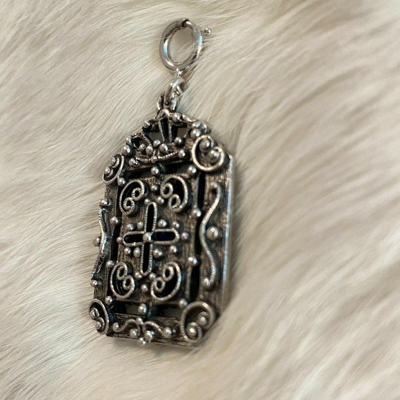 CArved Blue Stone Pendant Charm 4215 - Picture 4 of 10